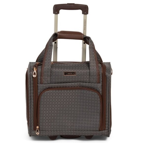 London Fog Under the Seat Carryon Sheffield Roller Bag Brown 15IN Small Suitcase - Picture 1 of 4